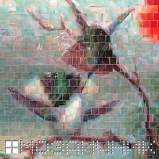 Мозаичное панно из витражного стекла орхидея