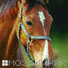 Мозаичное панно из витражного стекла лошадь