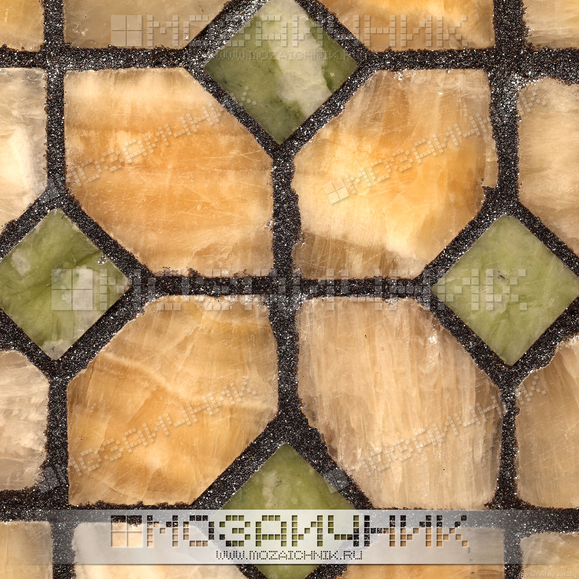 033-Мозаика из оникса ананасовые дольки